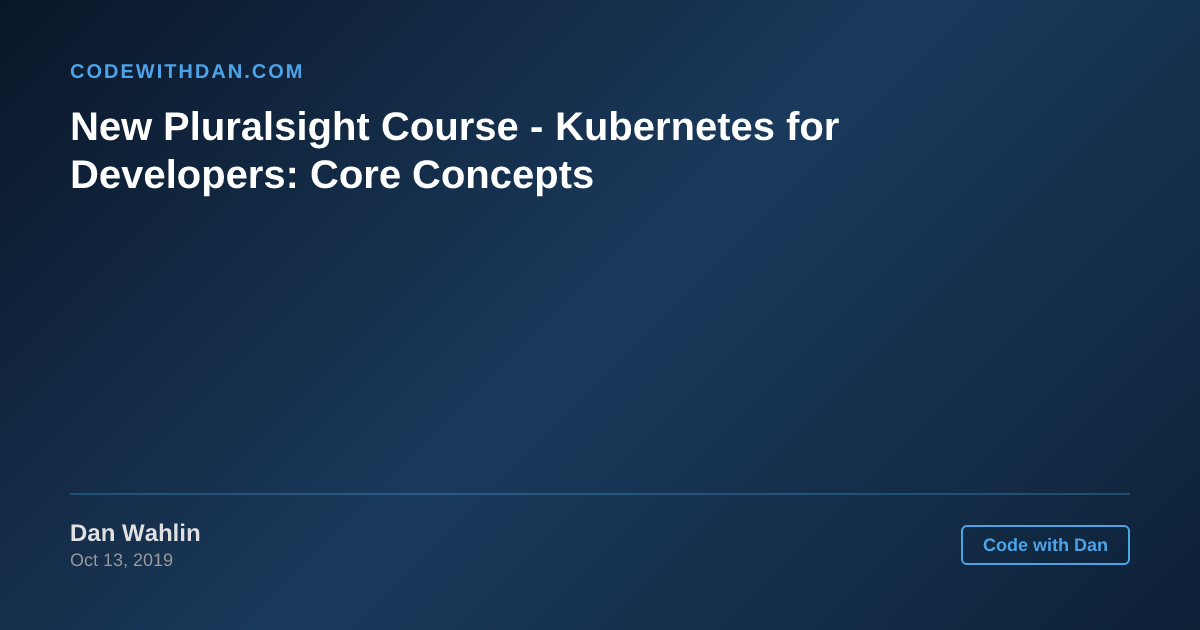 New Pluralsight Course - Kubernetes for Developers: Core Concepts ...
