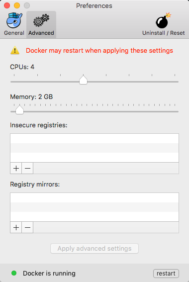docker for mac restart